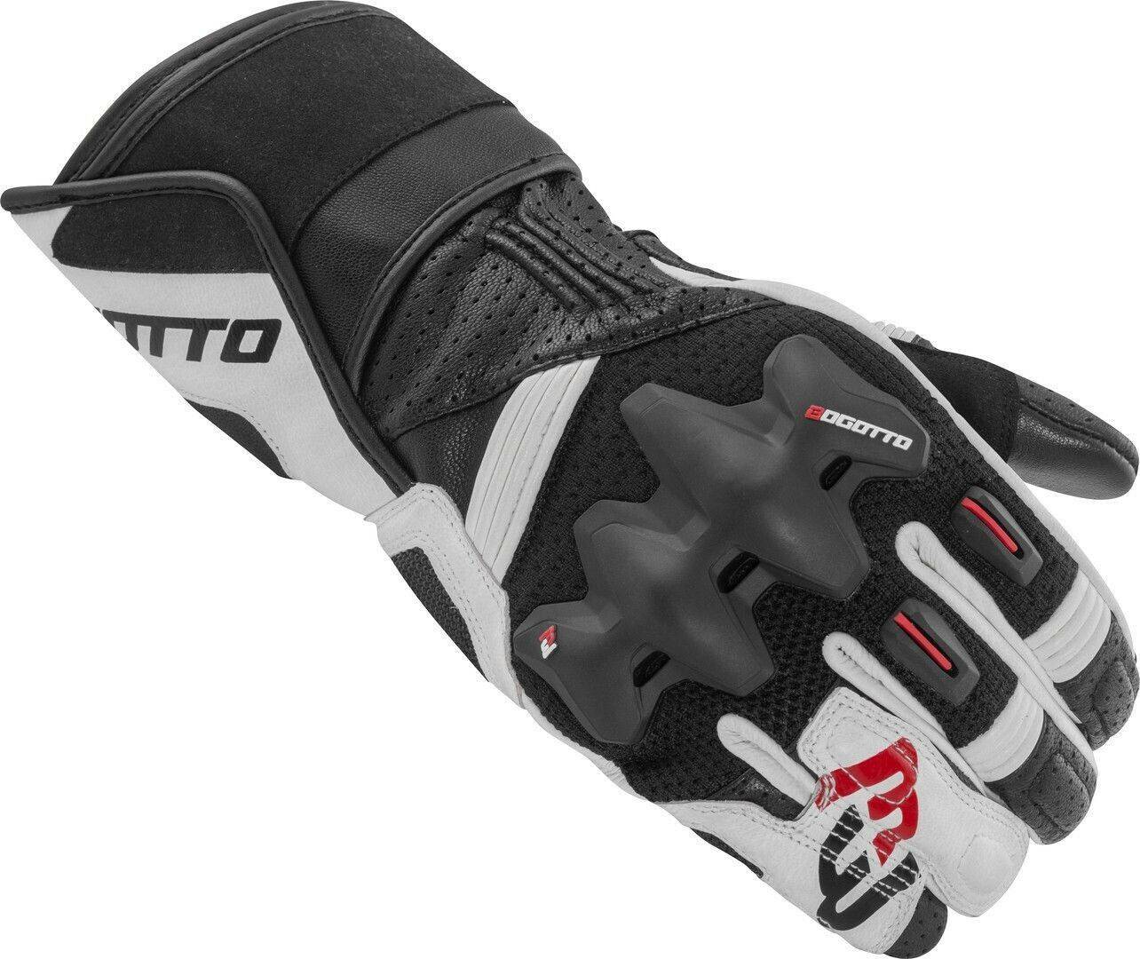 Motorradhandschuhe POCO Express Bogotto Alton perforierte Handschuhe schwarz/weiss